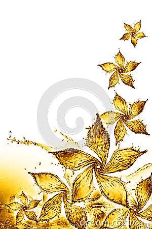 Flower made of water splash of yellow color Stock Photo