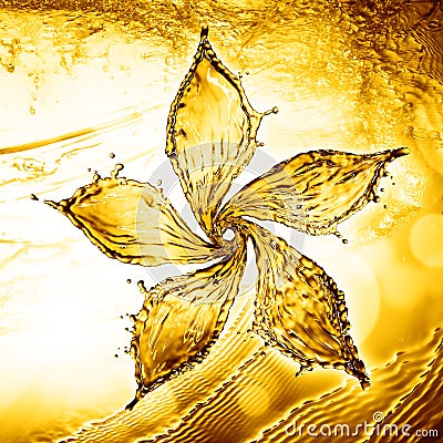 Flower made of water splash of yellow color Stock Photo