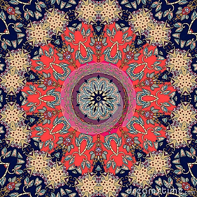 Flower - mandala. Greeting card or beautiful rug. Vector illustration Vector Illustration