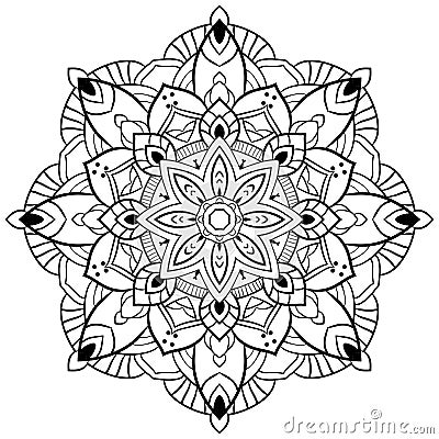 Flower mandala black color Vintage decorative Vector Illustration