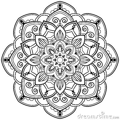 Flower mandala black color Vintage decorative Vector Illustration