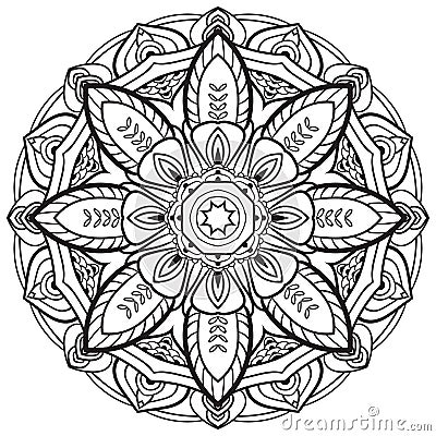 Flower mandala black color Vintage decorative Vector Illustration