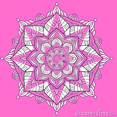 Flower mandala pink color Vintage decorative Vector Illustration