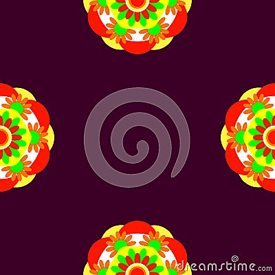 Flower mandala. Seamless pattern. Claret background Vector Illustration