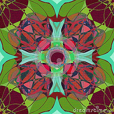 FLOWER MANDALA. TIFFANY STYLE.ABSTRACT BROWN AND GREEN BACKGROUND Stock Photo
