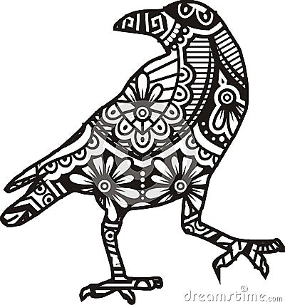 Bird Mandala Vector Line Art Style Cartoon Illustration