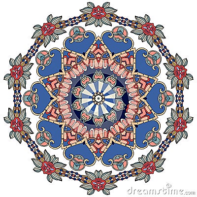 Flower - mandala on white background. Arabic, indian, turkish, chinese motives. Vector Illustration