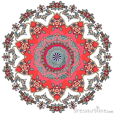 Flower - mandala on white background. Arabic, indian, turkish, pakistan, chinese motives. Vector Illustration