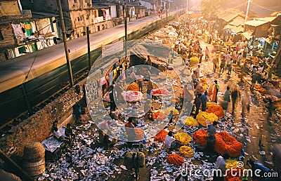 Flower market, India Editorial Stock Photo