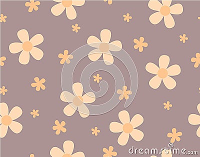 Flower and mini size flower on brown background Vector Illustration