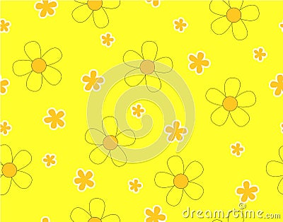 Flower and mini size flower on yellow Vector Illustration