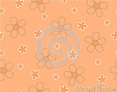 Flower and mini size flower on light orange Vector Illustration