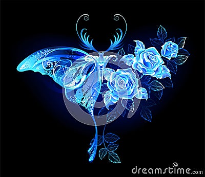 Flower moth on bkack background Vector Illustration