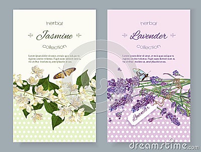 Flower natural cosmetics banners Vector Illustration