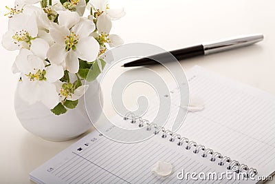 Flower on note book Stock Photo