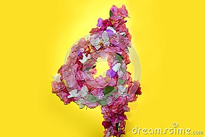 Flower numeric four number 4 digit Stock Photo