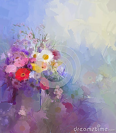 Flower oil painting.Flora Vintage color background Stock Photo