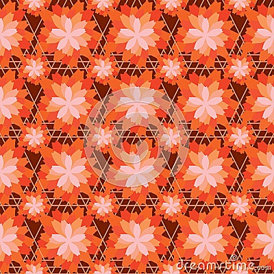 Flower orange color symmetry seamless pattern Vector Illustration