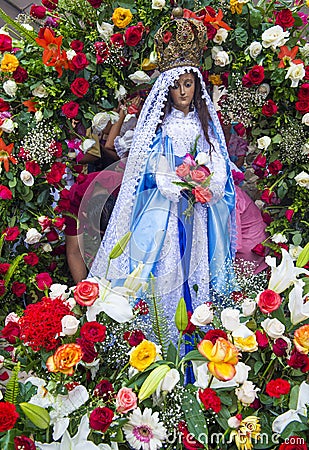 Flower & Palm Festival in Panchimalco, El Salvador Editorial Stock Photo