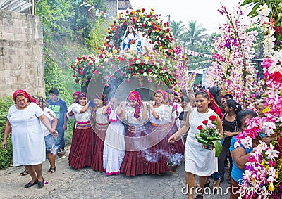 Flower & Palm Festival in Panchimalco, El Salvador Editorial Stock Photo