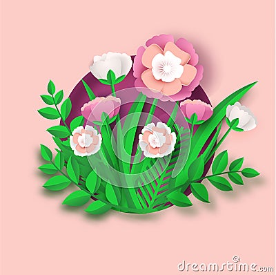 Flower paper art wedding card banner.vector Vector Illustration