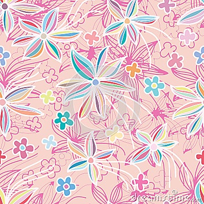 Flower pastel freedom pink seamless pattern Vector Illustration