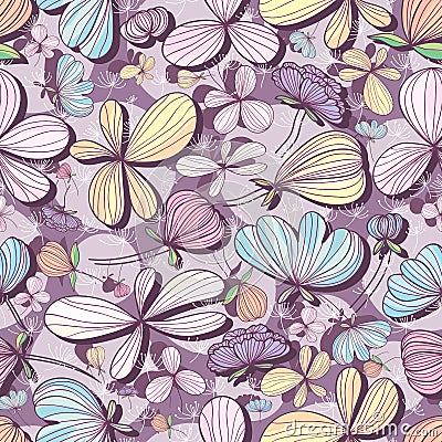 Flower pastel purple seamless pattern Vector Illustration