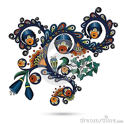 Flower pattern engraving scroll motif for card Vector Illustration