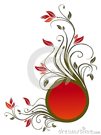 Flower pattern and red circle banner Stock Photo