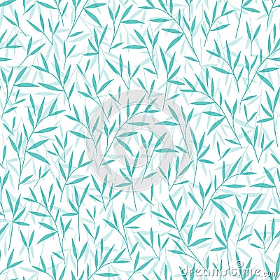 Seamless pretty bamboo green leaves pattern. White background. Stock Photo