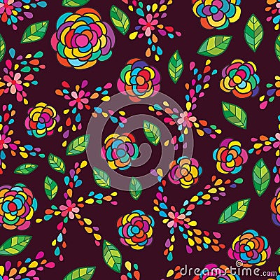 Flower petal leaving seamless pattern Vector Illustration