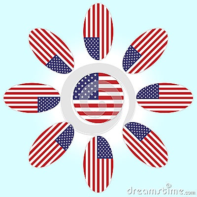 Flower with petals of the American flag Vector Illustration