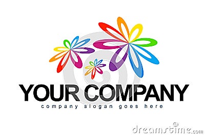 Flower Petals Logo Cartoon Illustration