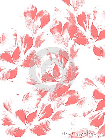 Flower petals on white background. Red color. Stock Photo