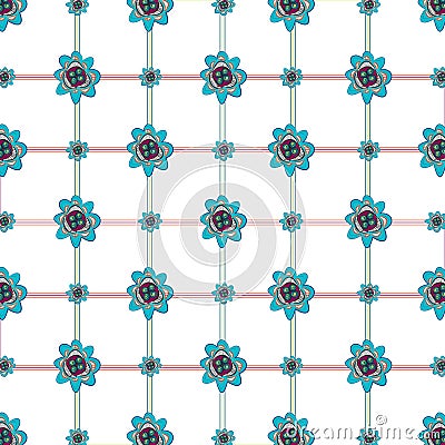 Flower & plaid patterned background Stock Photo