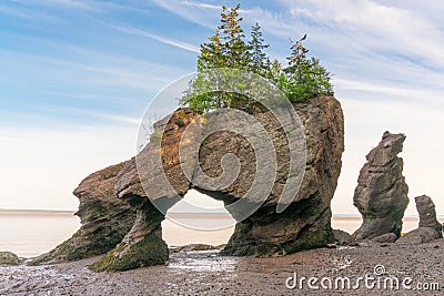 Rock Formations in Hopewell Rocks Park, New Brunswick Stock Photo