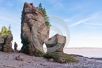 Rock Formations in Hopewell Rocks Park, New Brunswick Stock Photo
