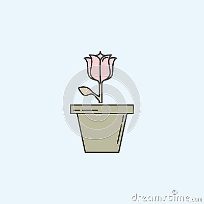 flower in pot icon. Element of house hold icon for mobile concept and web apps. Colored flower in pot icon can be used for web and Stock Photo