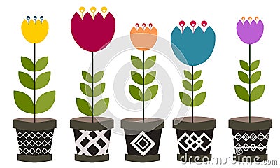 Flower in pot Vector Illustration