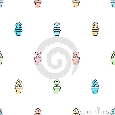 Flower in pot pattern seamless. houseplants background. Baby fabric texture Vector Illustration