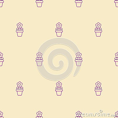 Flower in pot pattern seamless. houseplants background. Baby fabric texture Vector Illustration