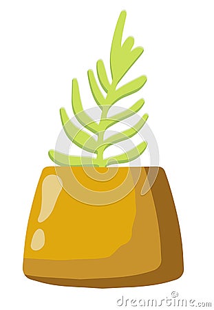 A flower pot with plants. Vector cozy cute indoor flower isolated on a white background. Hygge time. Home gardening Vector Illustration