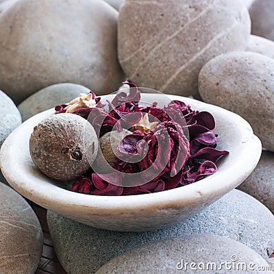 Zen potpourri on mineral background Stock Photo