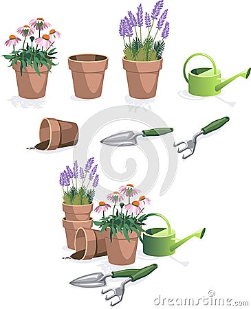 Flower Pots Stock Photo