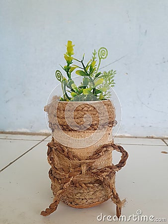flower pots made from used goods Stock Photo