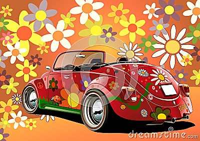 Flower power convertible Cartoon Illustration