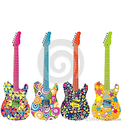 Flower power electric guitars Stock Photo