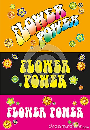 Flower Power Lettering Vector Illustration