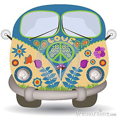 Flower power van Vector Illustration