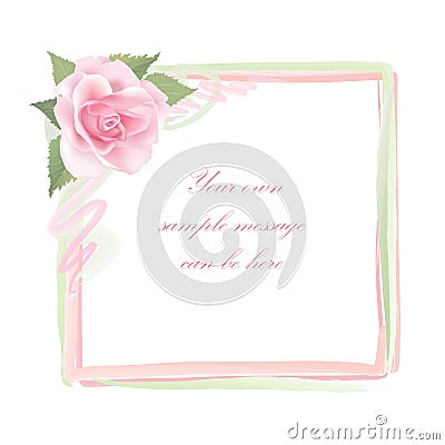 Flower Rose frame isolated on white background. Floral vector decor. Vector Illustration